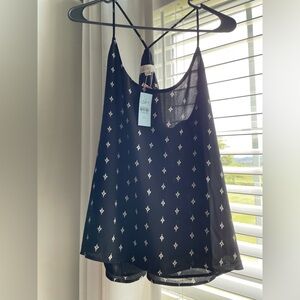 LOFT Black Dress with White Accents